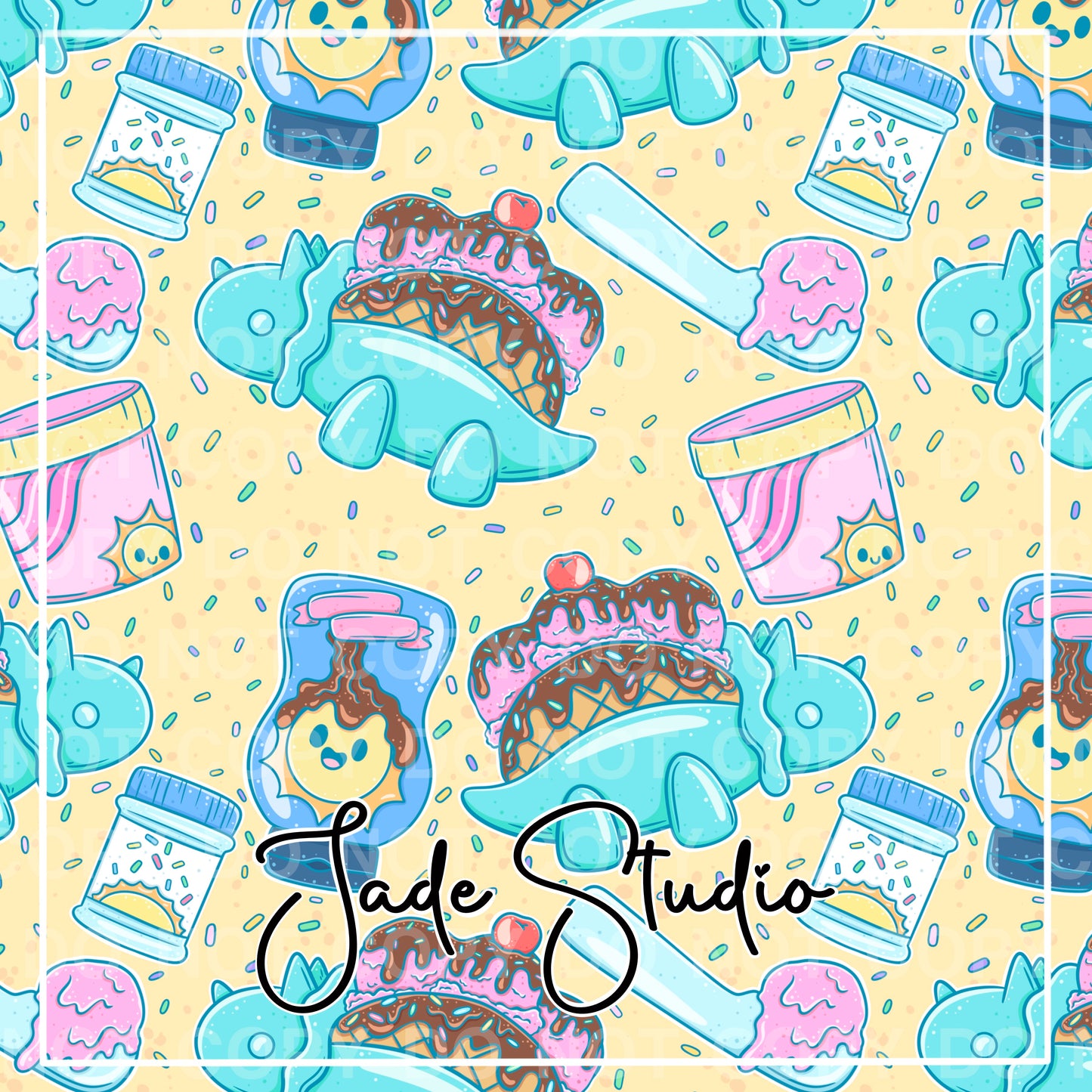 Dino Sundaes Seamless Pattern