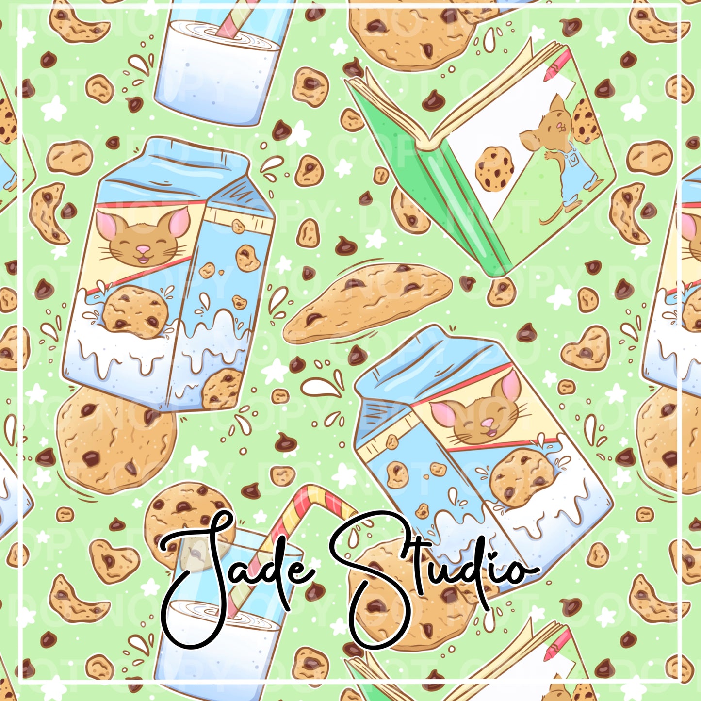 Cookies and Story Time Seamless Pattern