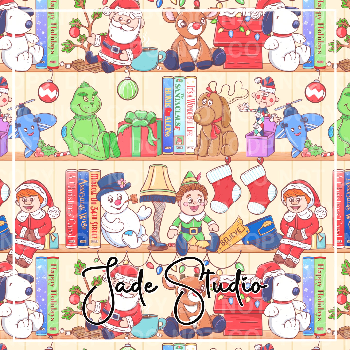 Christmas Stuffies Seamless Pattern