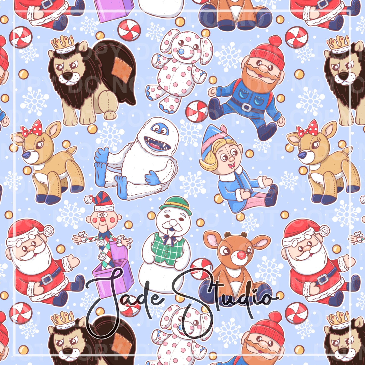 Reindeer Christmas Stuffies Seamless Pattern