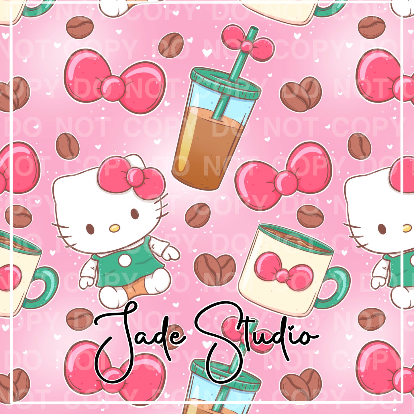 Barista Kitty Seamless Pattern