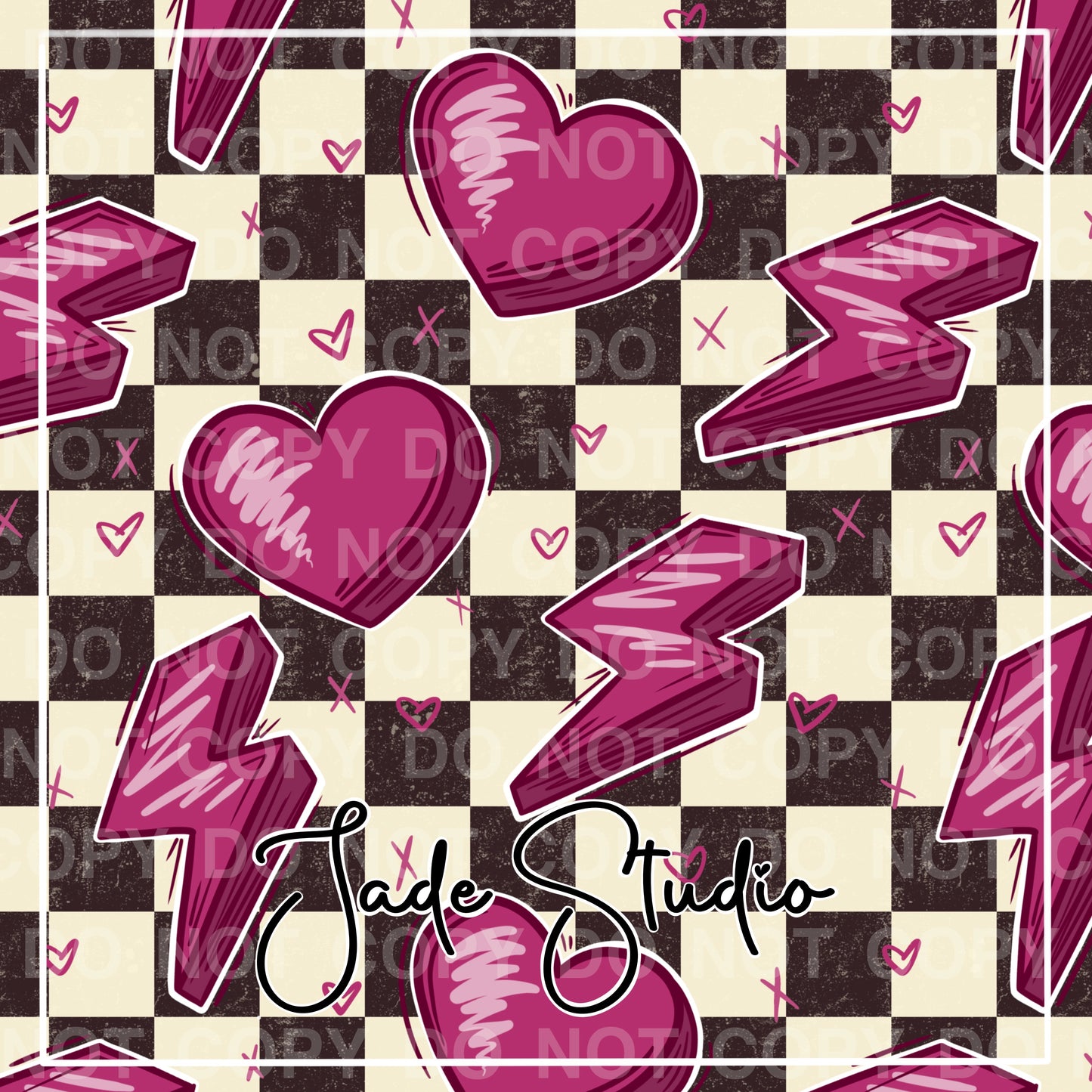 Hearts & Bolts Seamless Pattern