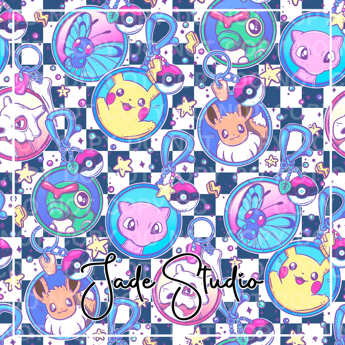 Pokie Keychains Seamless Pattern