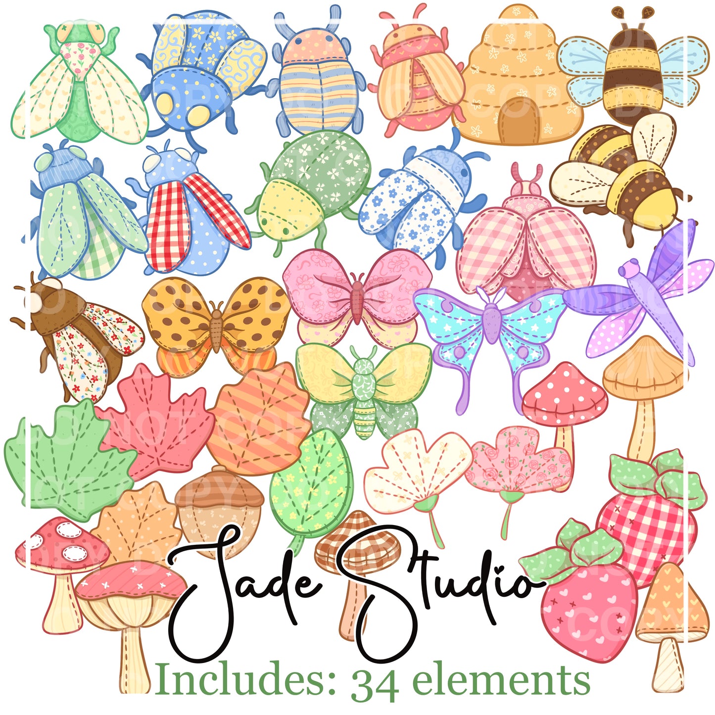 Nature Plushies Clip Art Set
