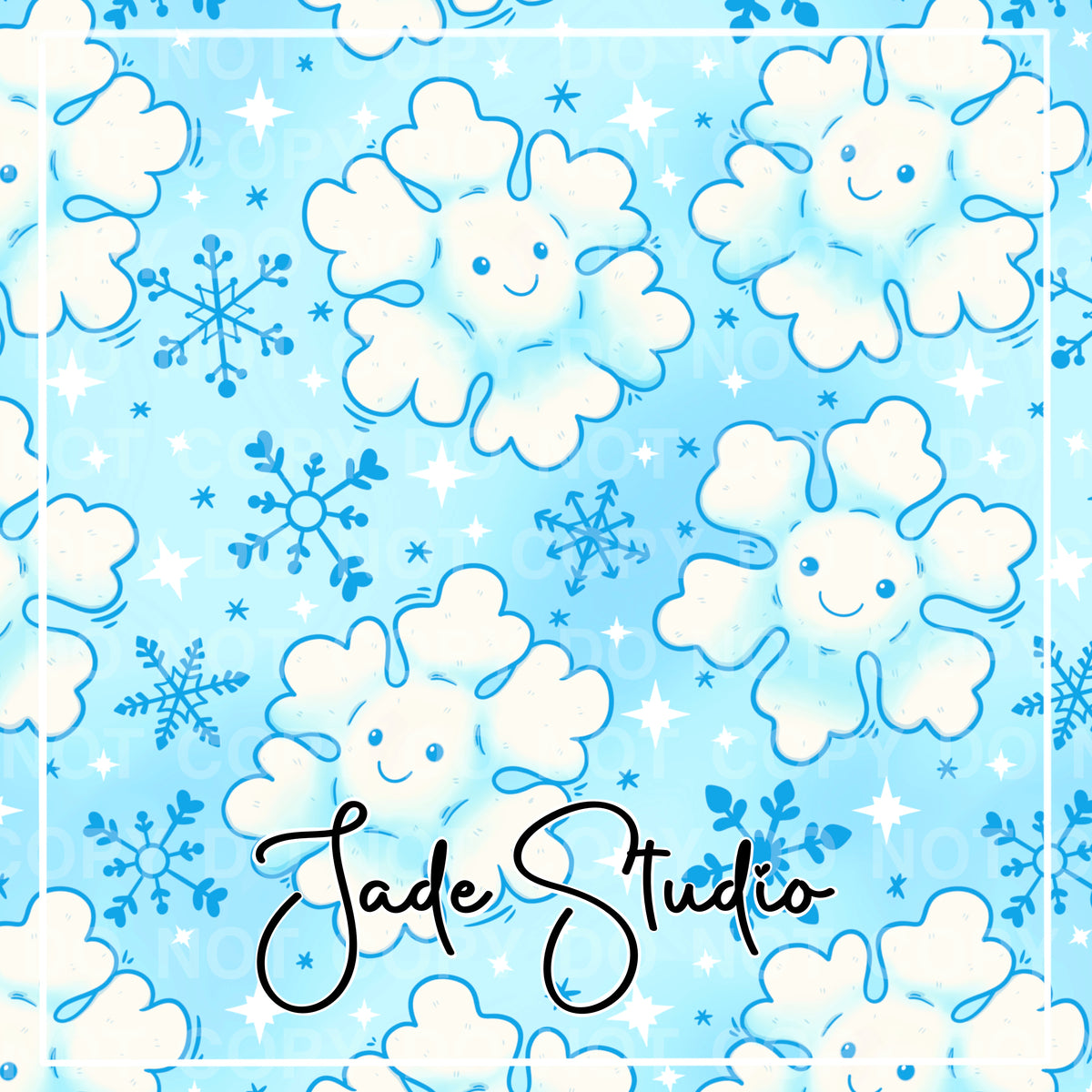Snowflake Plushies Seamless Pattern