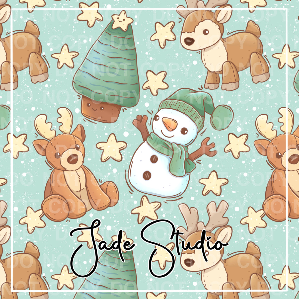 Jelly Snowmen Plushies Seamless Pattern