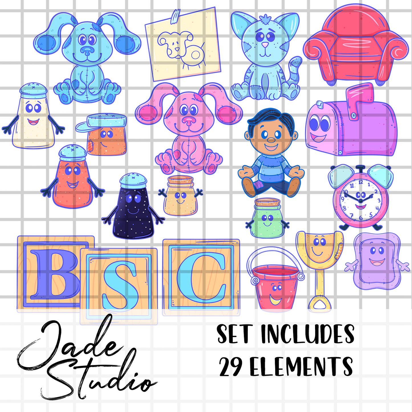 Blues Toys Clip Art Set