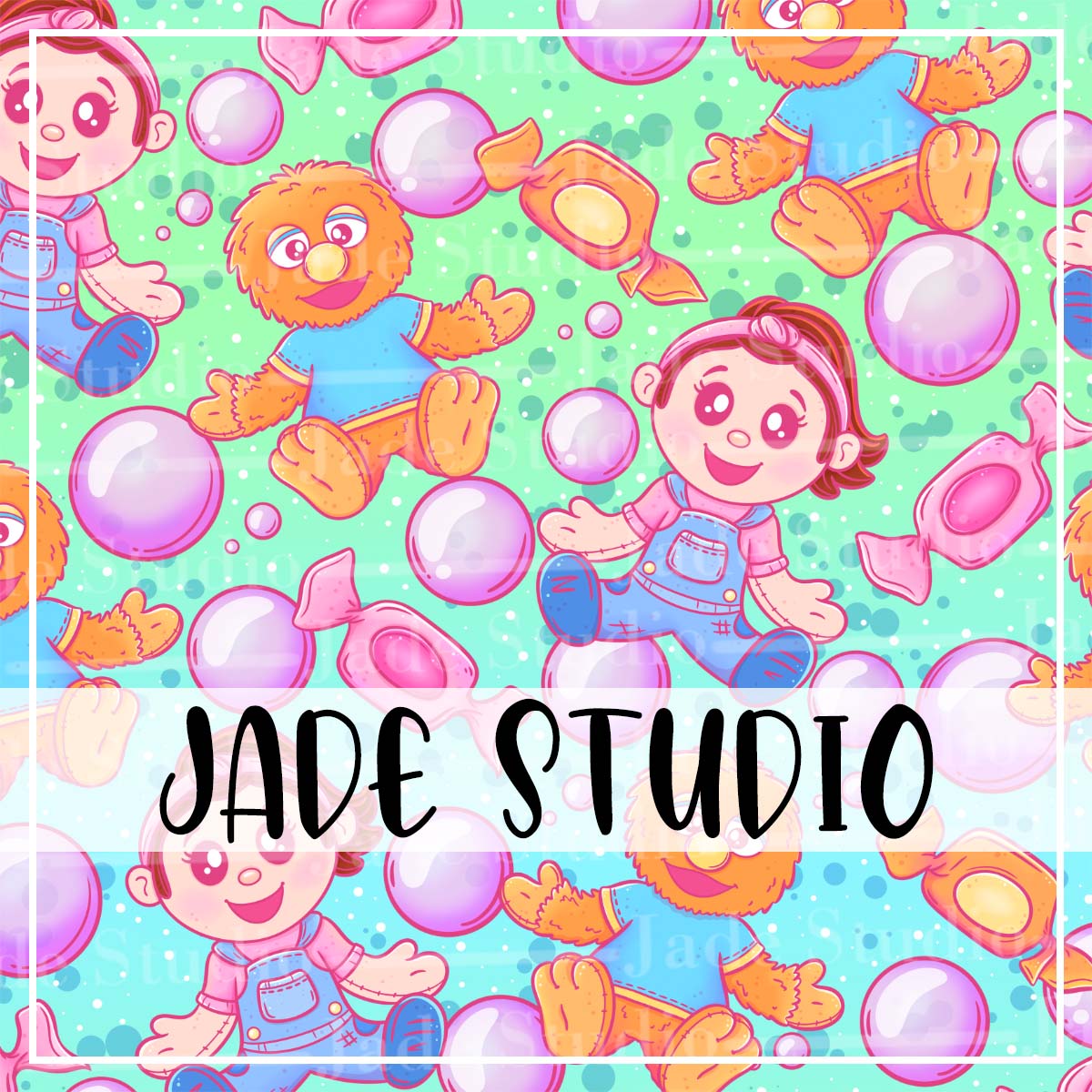 Sticky Bubble Gum Seamless Pattern
