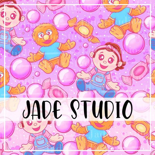 Sticky Bubble Gum Seamless Pattern