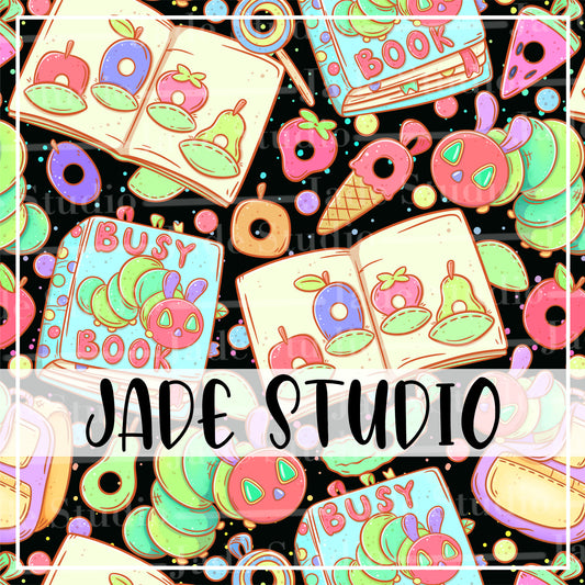 Caterpillar Busy Books Seamless Pattern