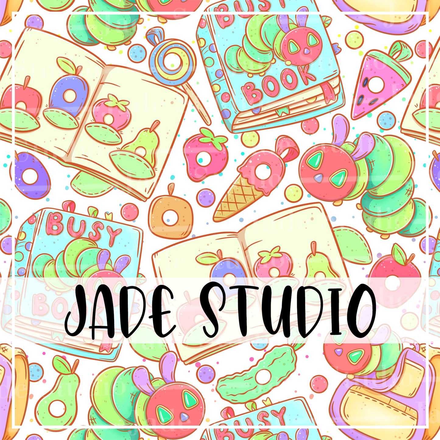 Caterpillar Busy Books Seamless Pattern