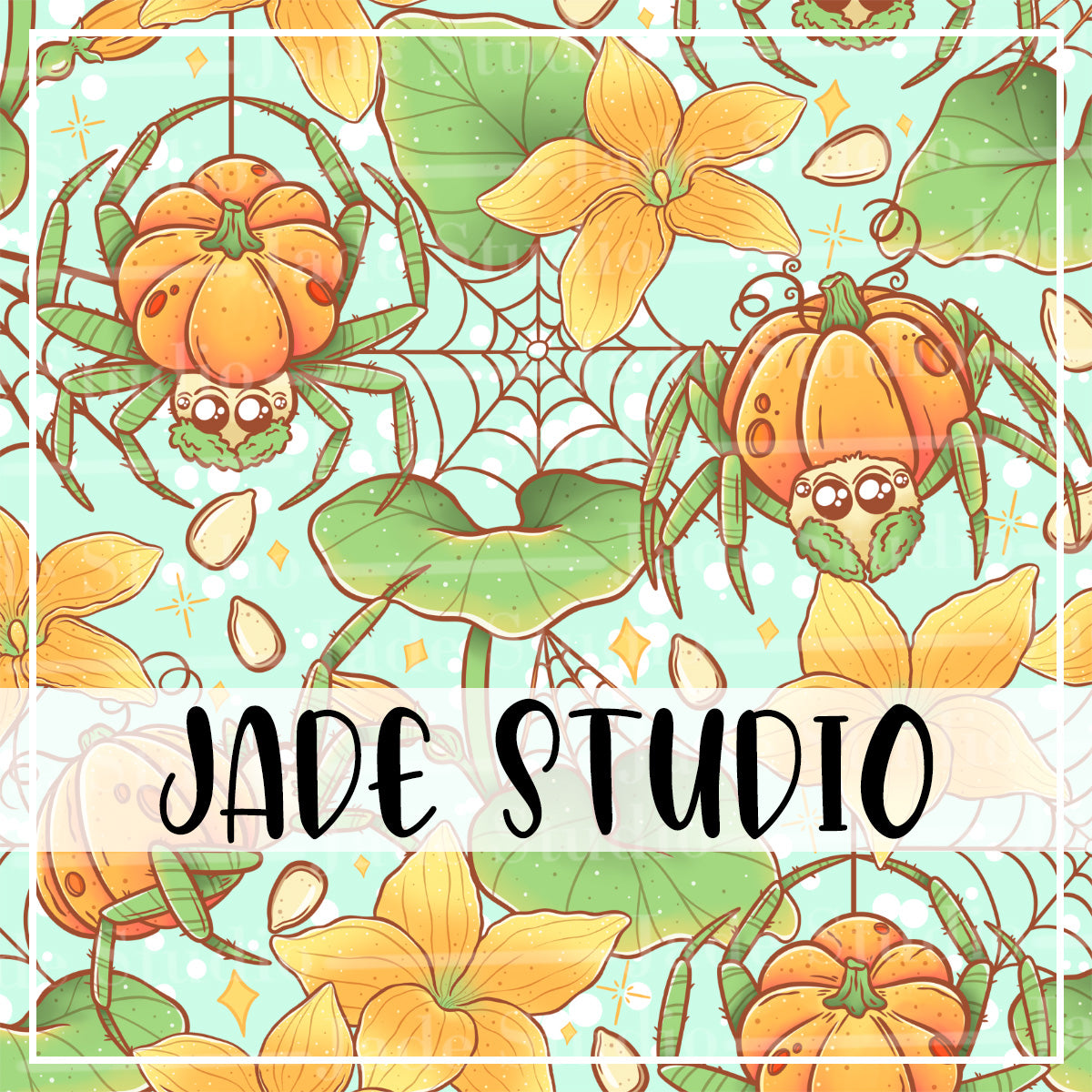 Pumpkin Spiders Seamless Pattern