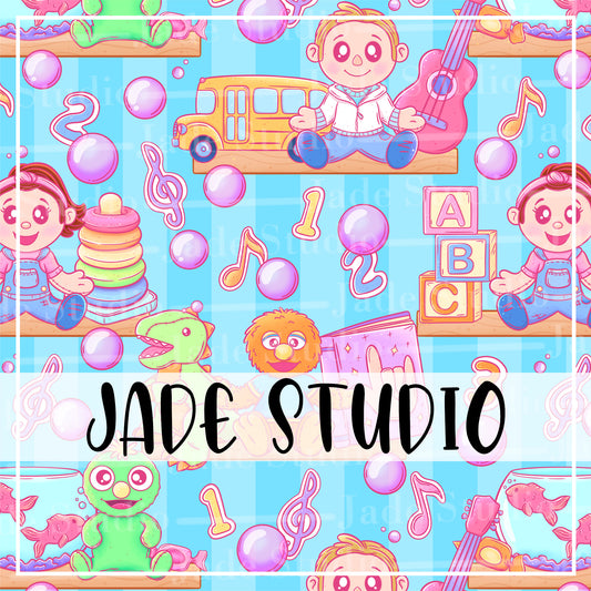 Learning Time Plushies Seamless Pattern