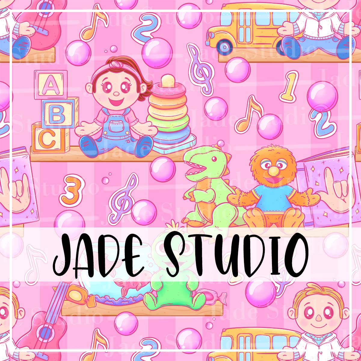 Learning Time Plushies Seamless Pattern