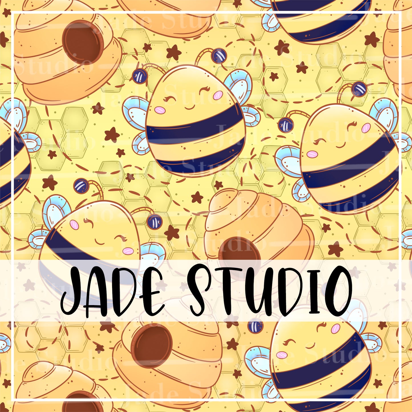 Squish Bees Seamless Pattern