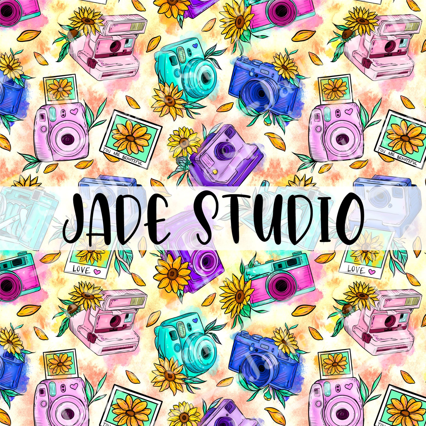 Sunflowers and Cameras Seamless File