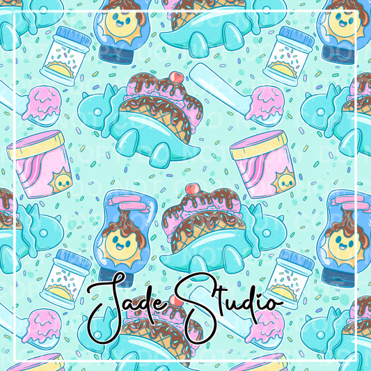 Dino Sundaes Seamless Pattern