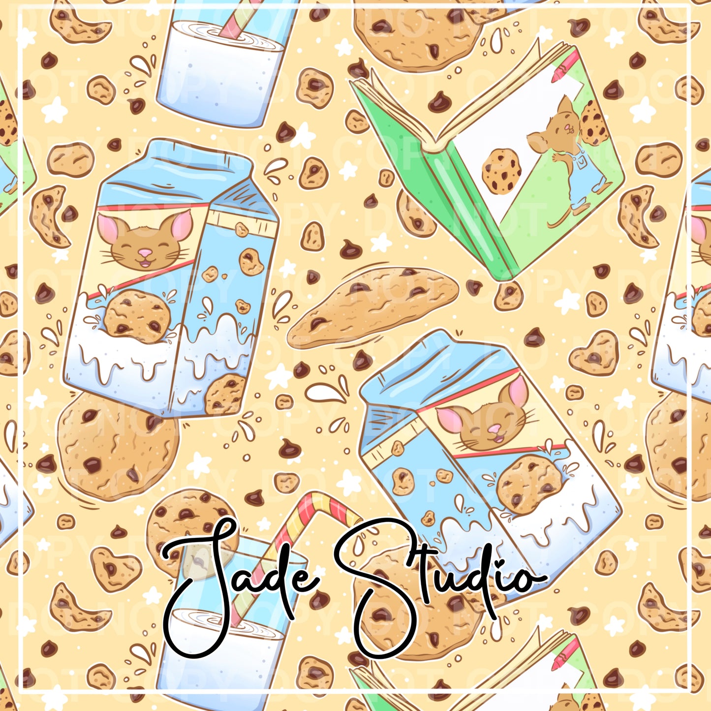 Cookies and Story Time Seamless Pattern