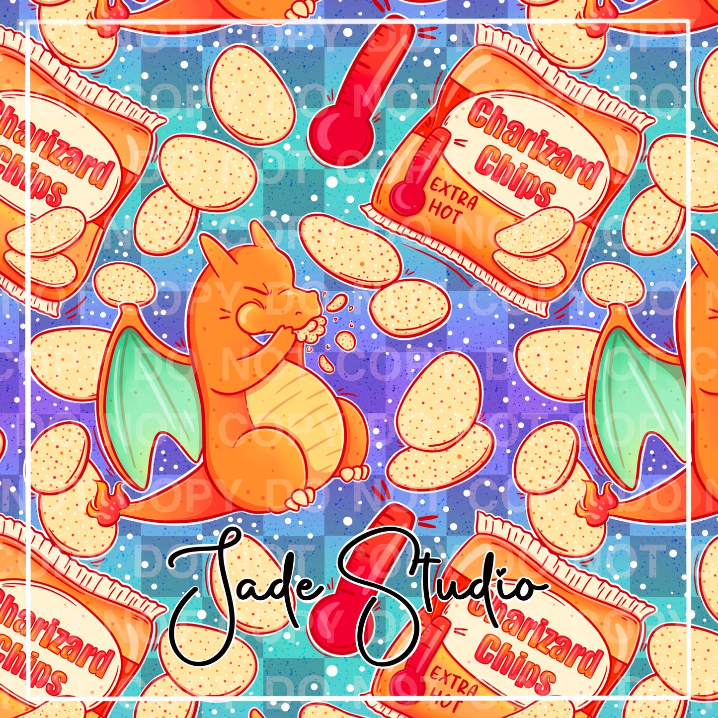 Dino Hot Chips Seamless Pattern