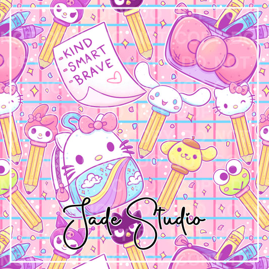 HK School Supplies Seamless Pattern