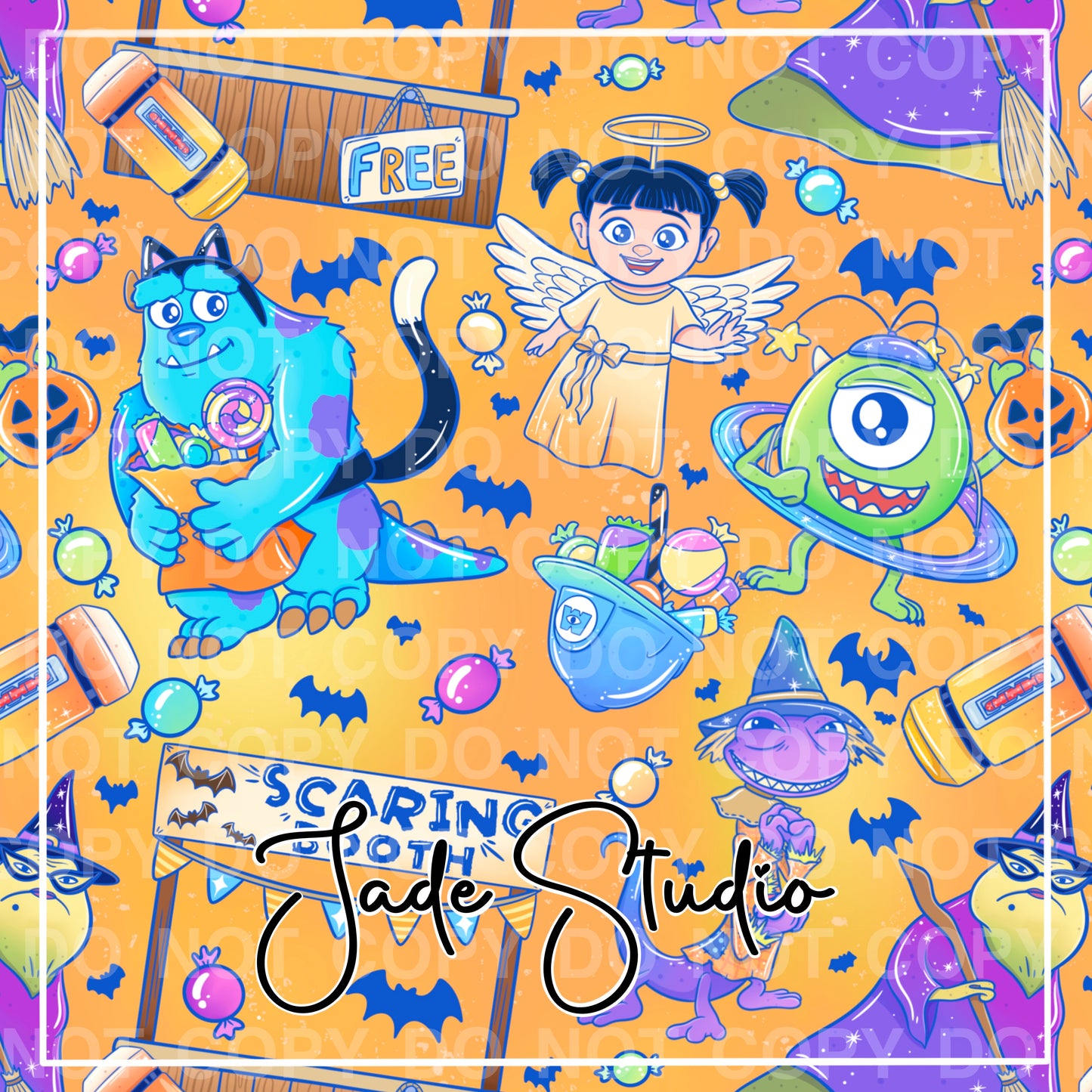 Monster Halloween Seamless Pattern