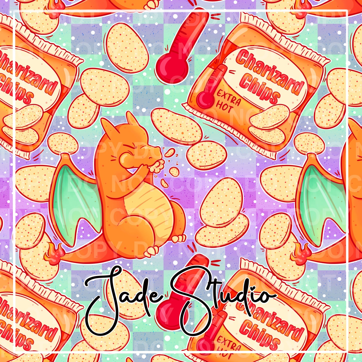 Dino Hot Chips Seamless Pattern