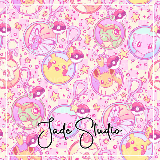 Pokie Keychains Seamless Pattern