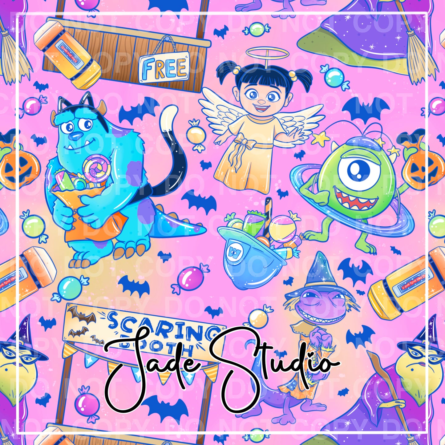 Monster Halloween Seamless Pattern