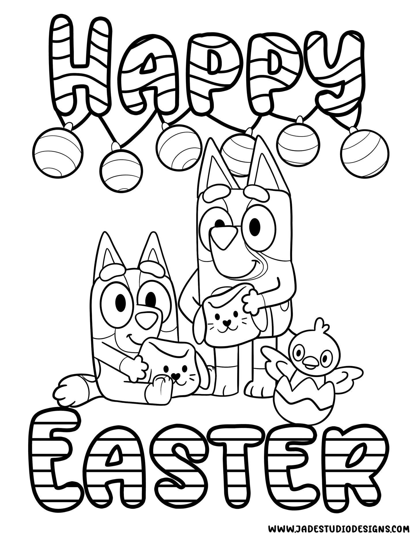 Free Blue Dog Easter Coloring Page
