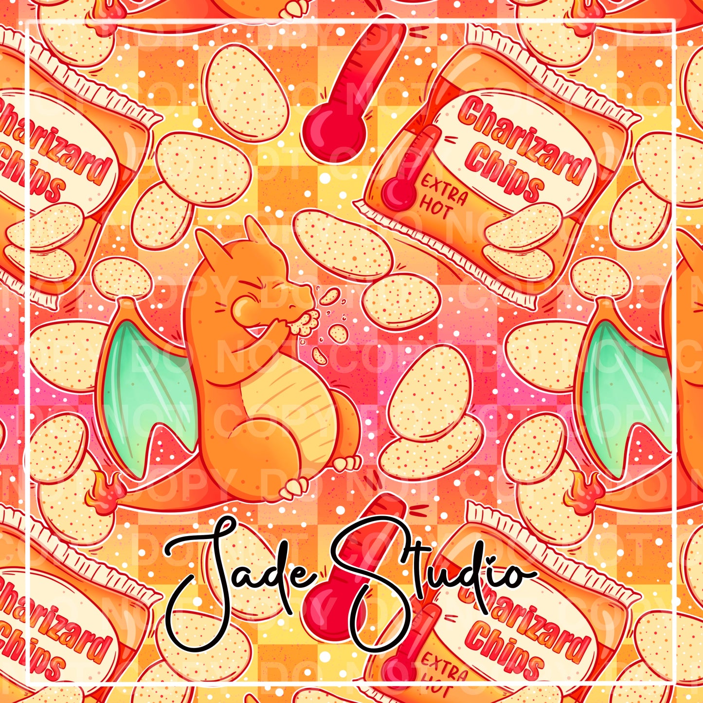 Dino Hot Chips Seamless Pattern