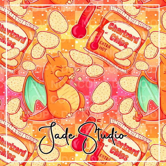 Dino Hot Chips Seamless Pattern