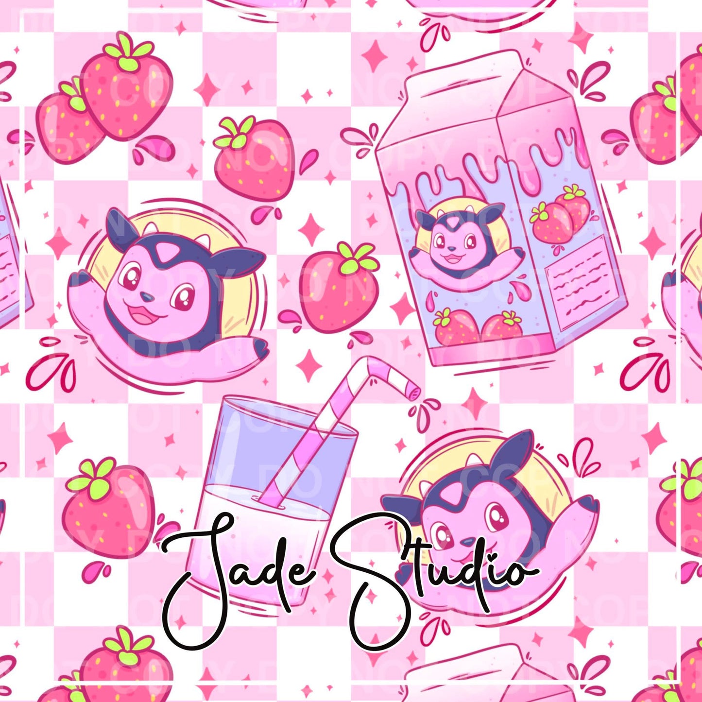Strawberry Milk Tank Seamless Pattern