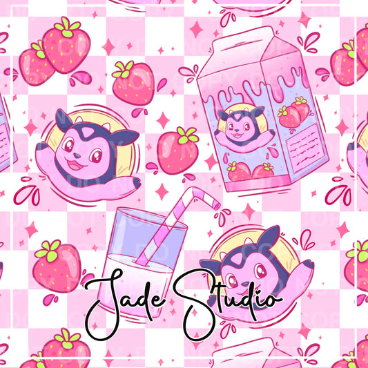 Strawberry Milk Tank Seamless Pattern