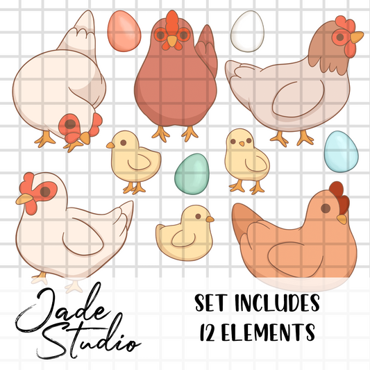 Chickens Clip Art Set