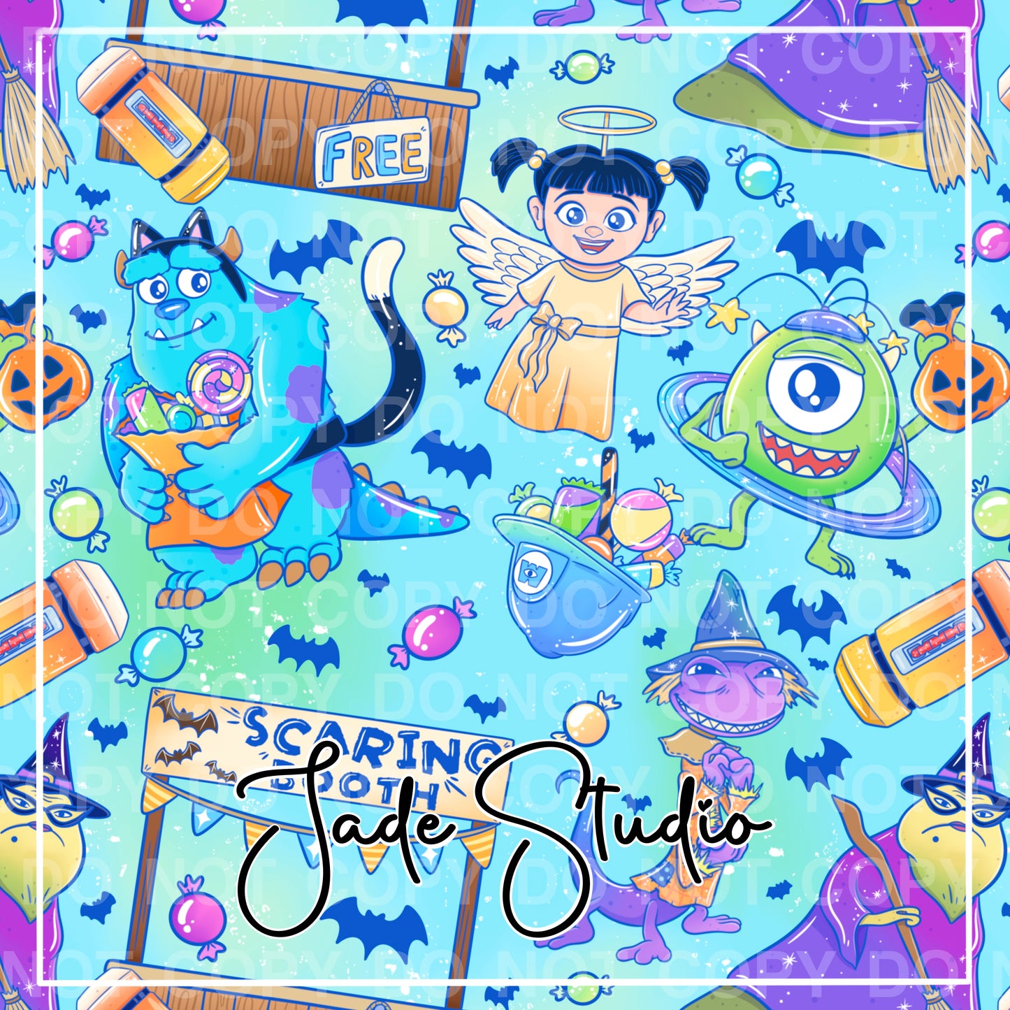 Monster Halloween Seamless Pattern