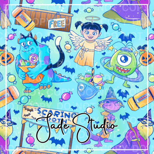 Monster Halloween Seamless Pattern