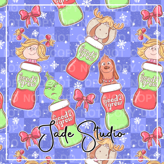 Grinchmas Drinks Seamless Pattern