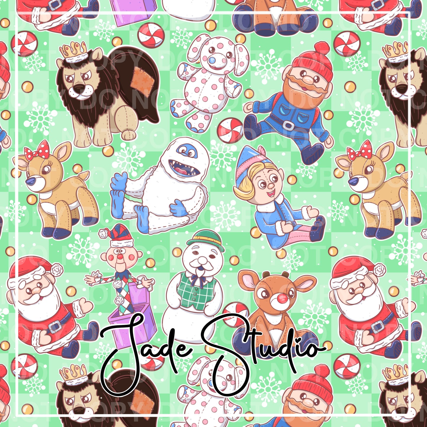 Reindeer Christmas Stuffies Seamless Pattern