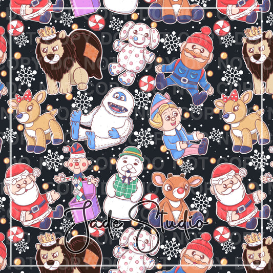 Reindeer Christmas Stuffies Seamless Pattern