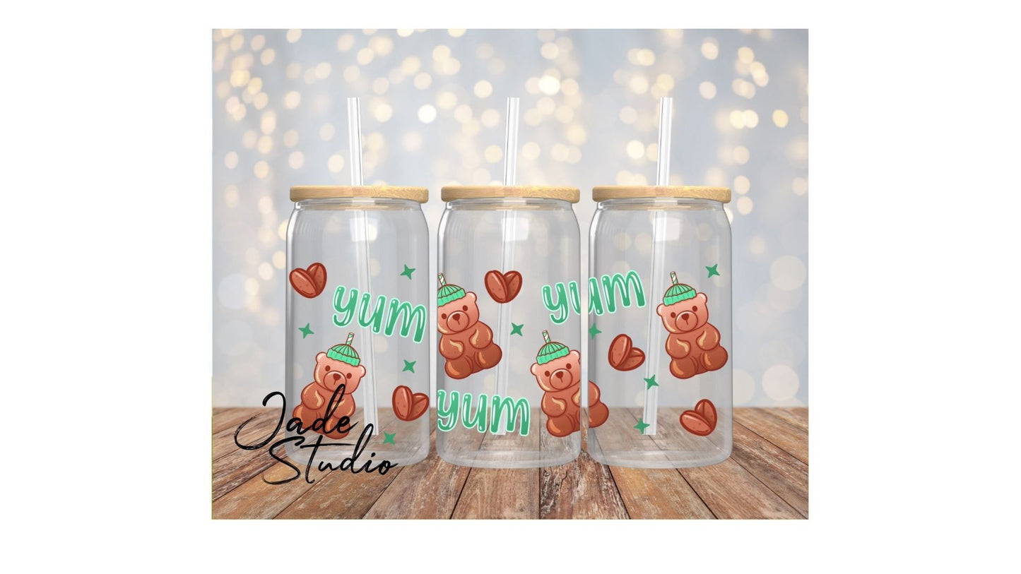 Bear Coffee Glass Cup Wrap- 16 OZ