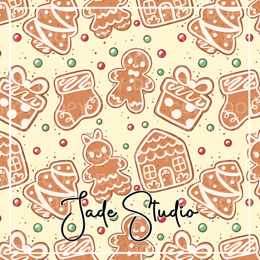 Gingerbread Cookies Seamless Pattern