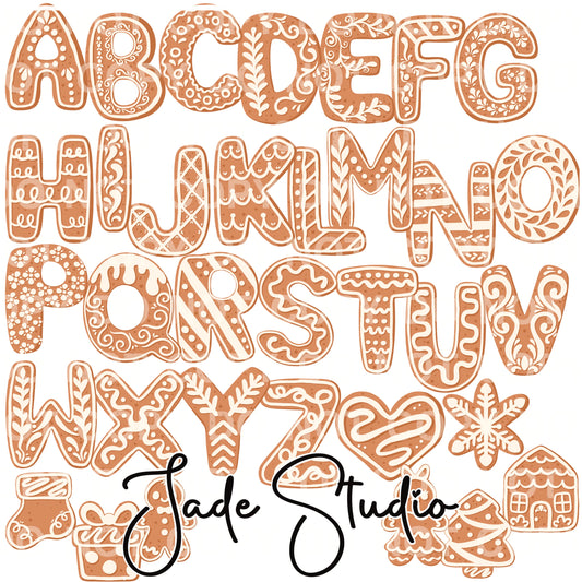 Gingerbread Cookie LettersClip Art Set