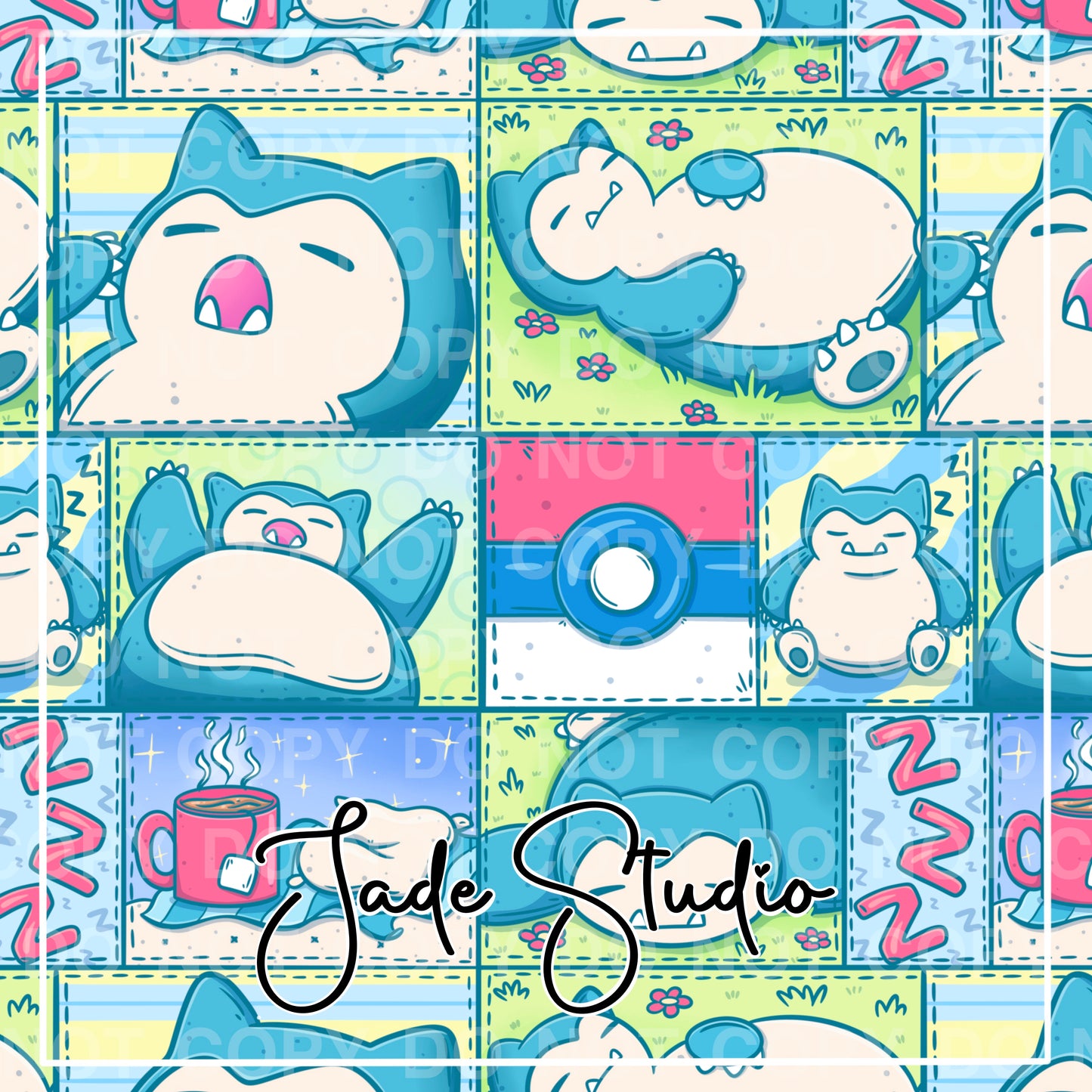 Sleepy Guy Patchwork Seamless Pattern
