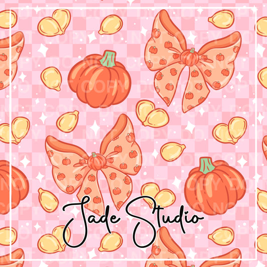 Pumpkin Bows Seamless Pattern