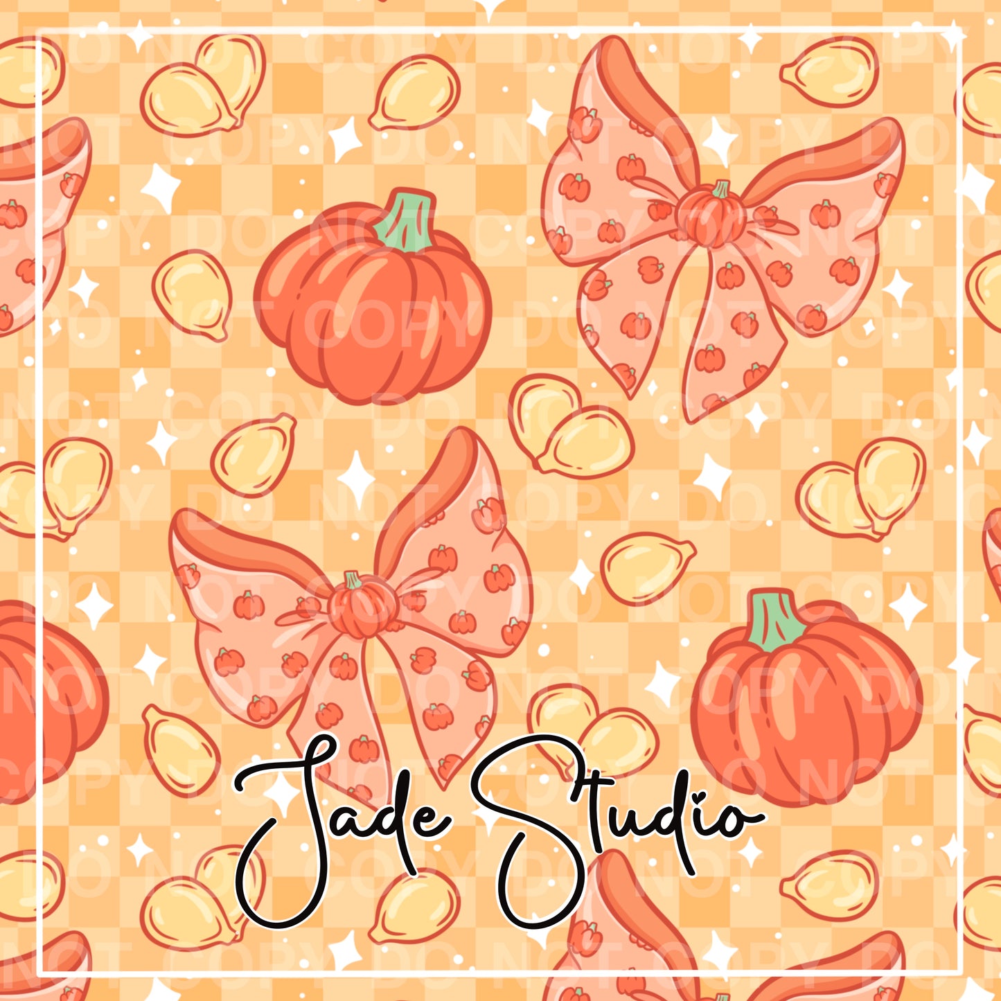 Pumpkin Bows Seamless Pattern