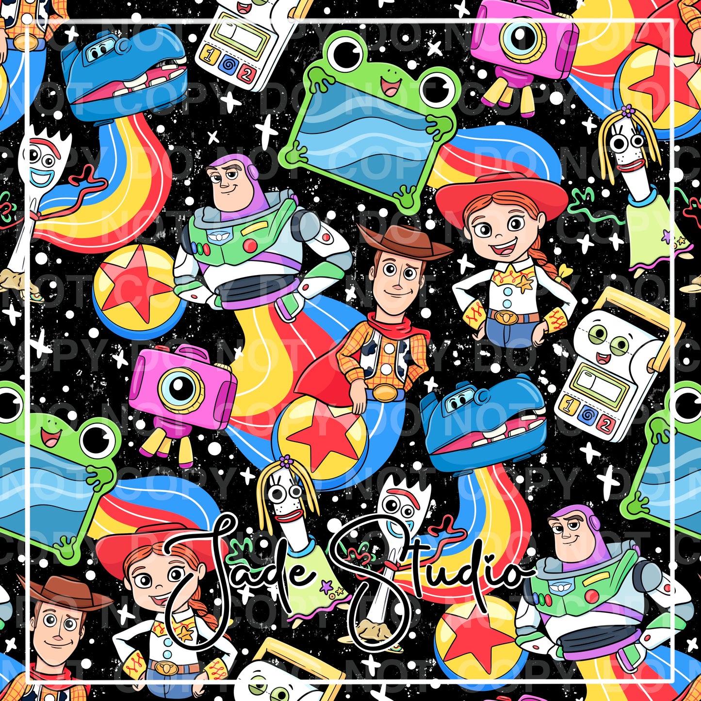 Tossed Toys Seamless Pattern