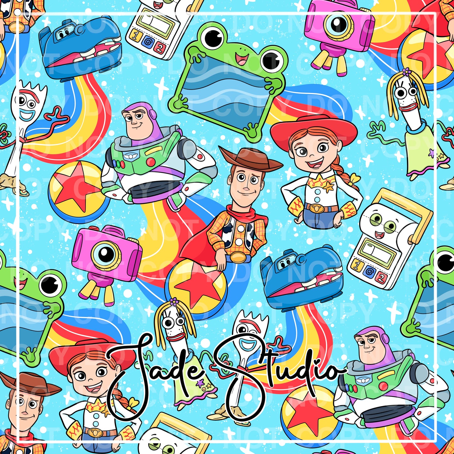 Tossed Toys Seamless Pattern