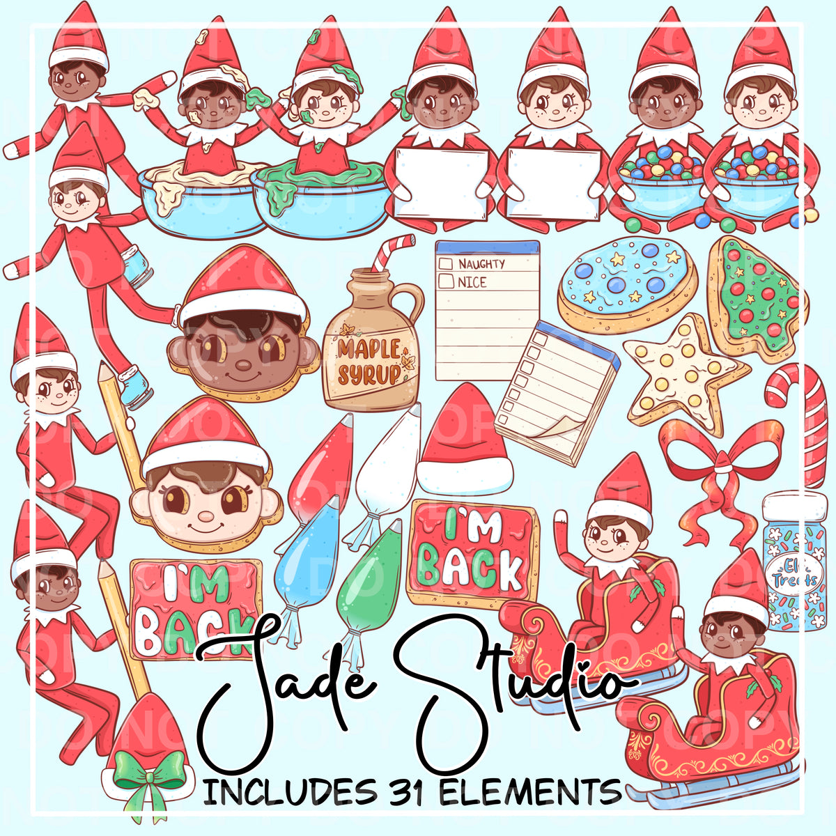 Mischievous Elf Clip Art Set