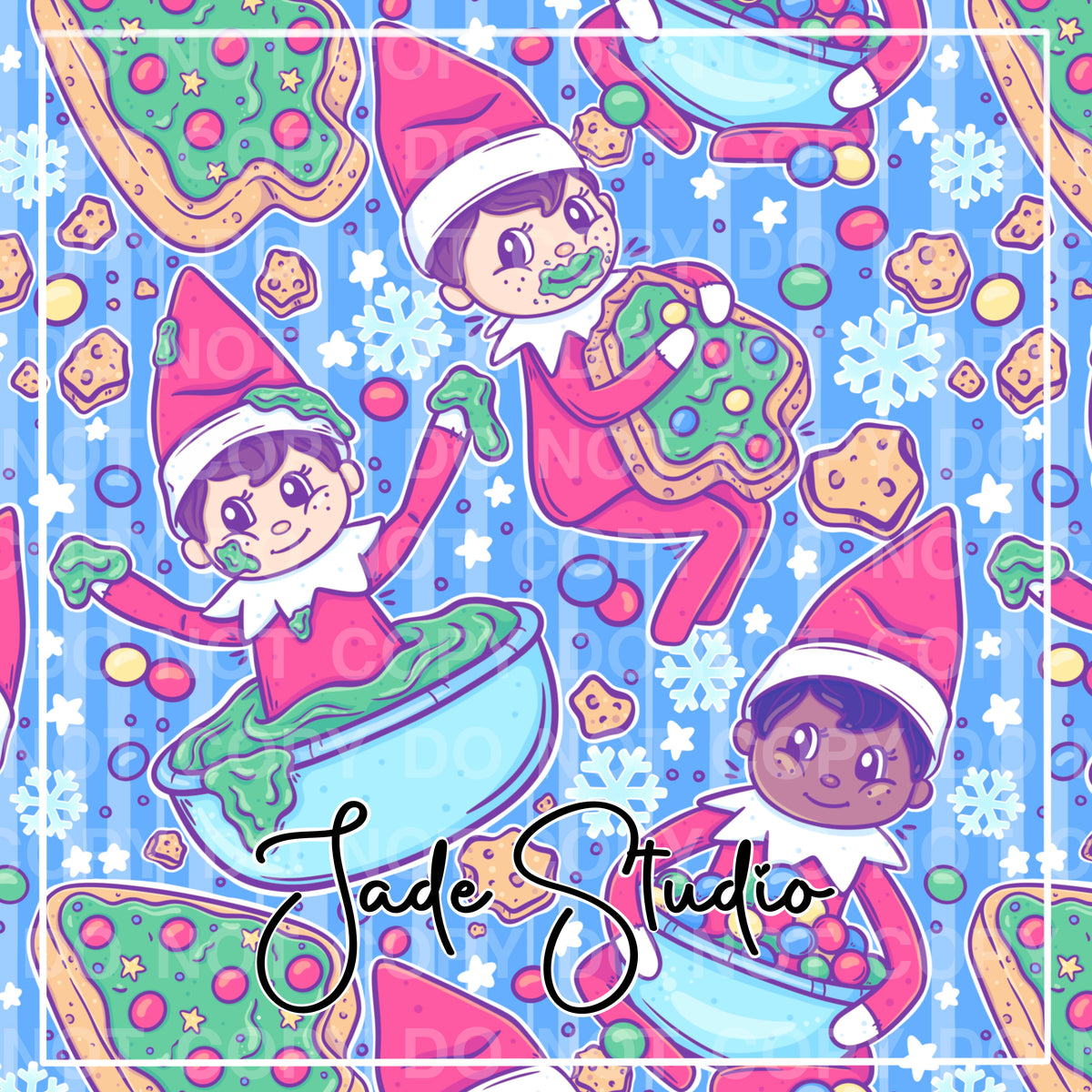 Mischievous Elf Seamless Pattern