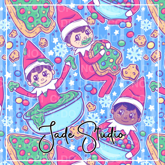 Mischievous Elf Seamless Pattern